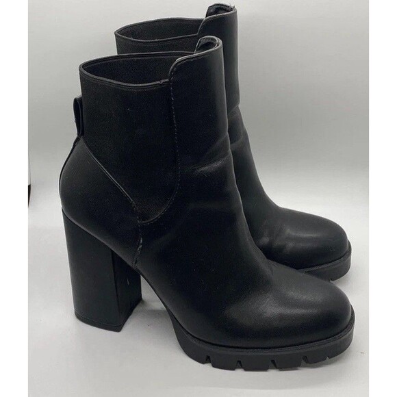Zara Basic black Slip On platform Ankle Heeled boots EU 39 Women’s Fits 7.5US - Picture 2 of 12